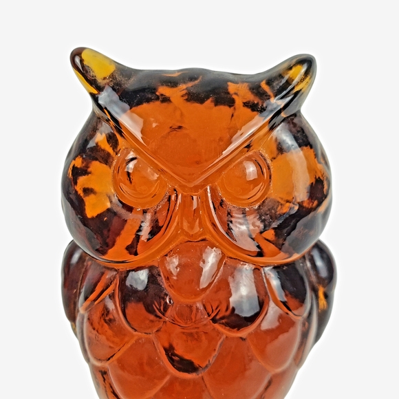Vintage Mosser Amber Brown Glass Owl Figurine / Statue / Paperweight 4" H - Picture 2 of 8
